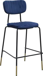 FL Tiramisu Velvet Upholstered Black Frame Brass Tips Hospitality Barstool thumbnail 3