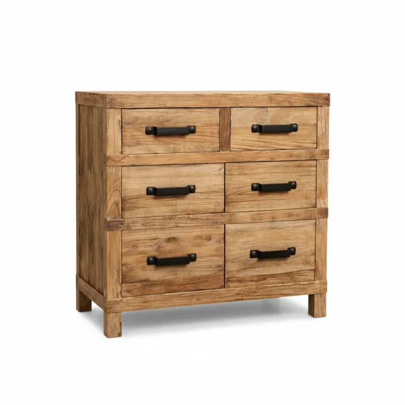 MF Recycled Elm Timber 2 Drawer 2 Door Cabinet