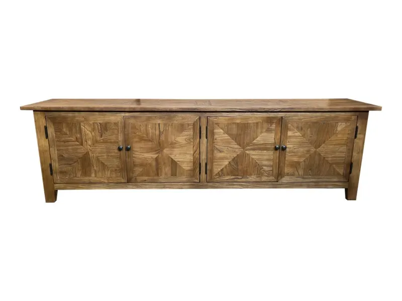 MF Recycled Timber Parquetry Style 4 Door TV Unit