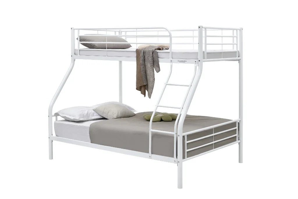 VI Tiamo Metal Single Over Double Bunk Bed - White and Black