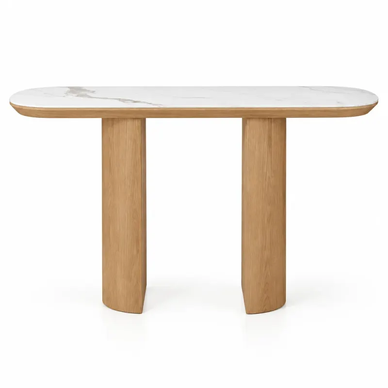 MD Calvin Solid Timber Base Ceramic Top Hall Table