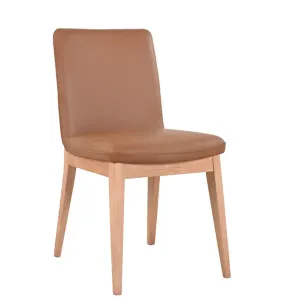 MD Bright Genuine Leaher Upholstered Timber Leg Dining Chair thumbnail 1