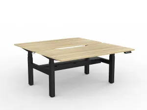 OL Agile Motion+ Electric Height Adjustable Shared Desk – Oak Top Black Frame thumbnail 1