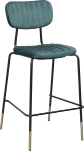 FL Tiramisu Velvet Upholstered Black Frame Brass Tips Hospitality Barstool thumbnail 2