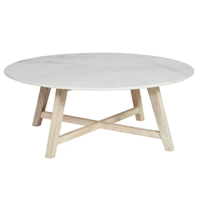 SH Indii Marble Top Timber Legs Coffee Table