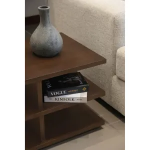 CT Hudson Solid Mindi Timber Square Side Table with Shelves thumbnail 2