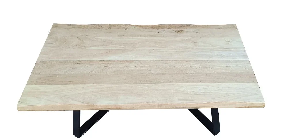 VI Juniper Metal Legs Timber Top Coffee Table