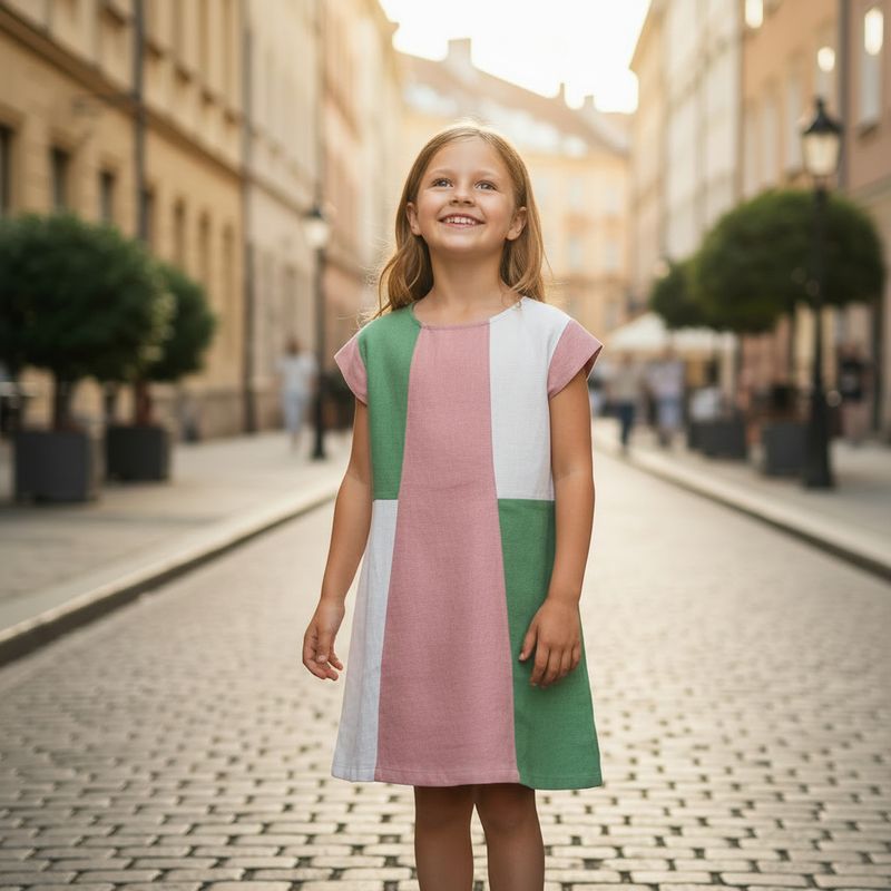 Miramara Designs - Karen Colorblock Girls Linen Dress
