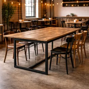 MF Torano Recycled Timber Top Metal Framed Dining Table thumbnail 3