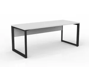 OL Anvil Straight Desk with Modesty – White Top with Black Frame thumbnail 7