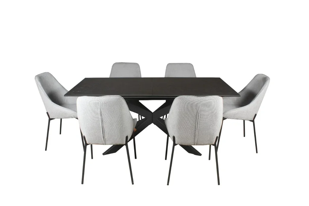 VI Iza Metal Leg Ceramic Top Extandable Dining Table