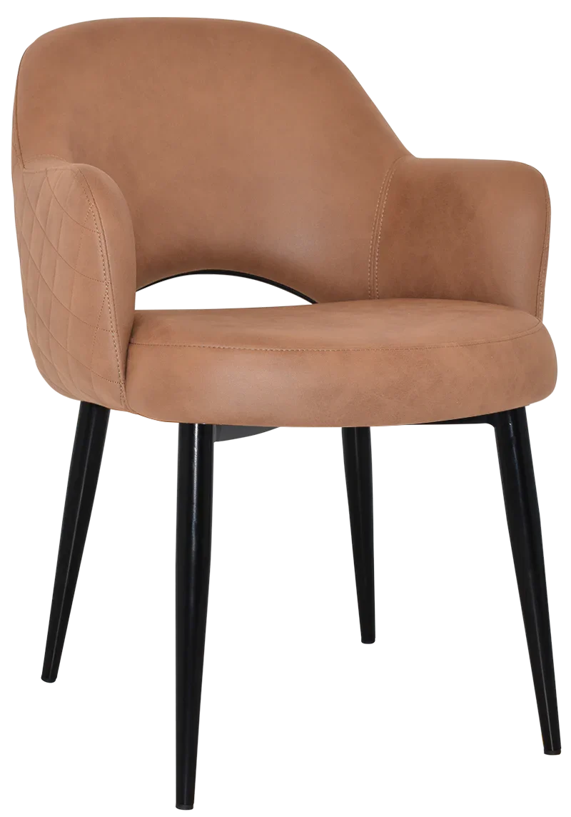 EZ Albury Black Metal Leg Upholstered Hospitality Dining Armchair