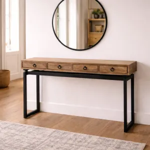 MF Torano Recycled Timber Top Metal Frame 4 Drawer Console Table thumbnail 2