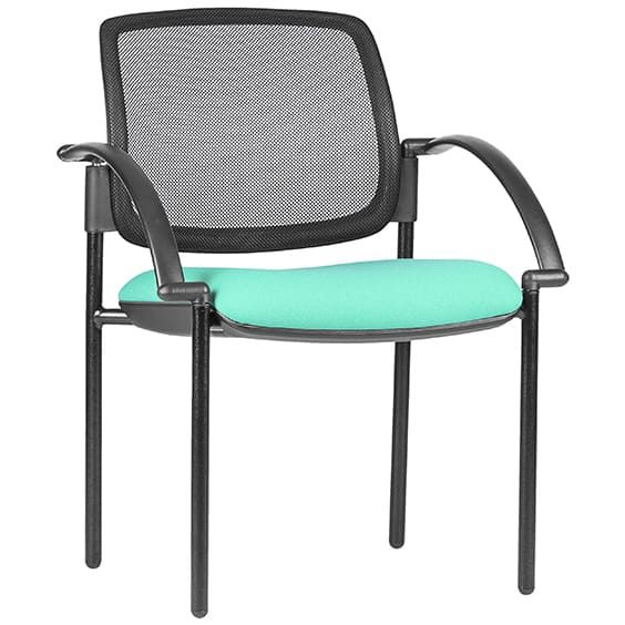 ST Maxi Black Metal 4 Leg Upholstered Meshback Hospitality Chair with Arms