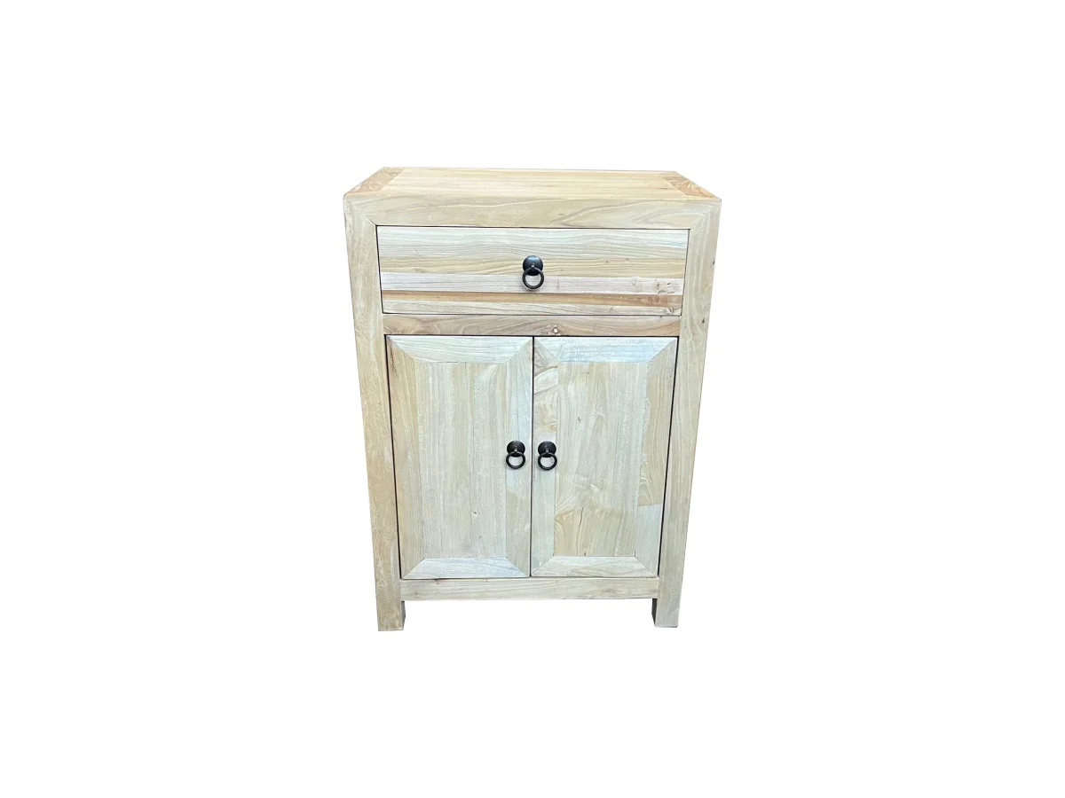 MF Solid Timber 1 Drawer 2 Doors Bedside Cabinet