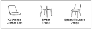 MD Novart Genuine Leaher Upholstered Timber Leg Dining Chair thumbnail 3
