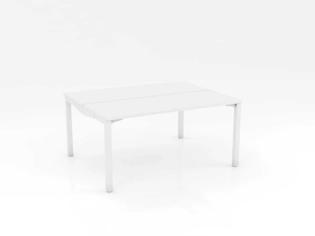 OL Axis Stretch Double Sided 2 User Desk – White Top with White Frame