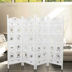 VI Oval Jali Solid Timber 4 Panel Space Dividing Screen thumbnail 1