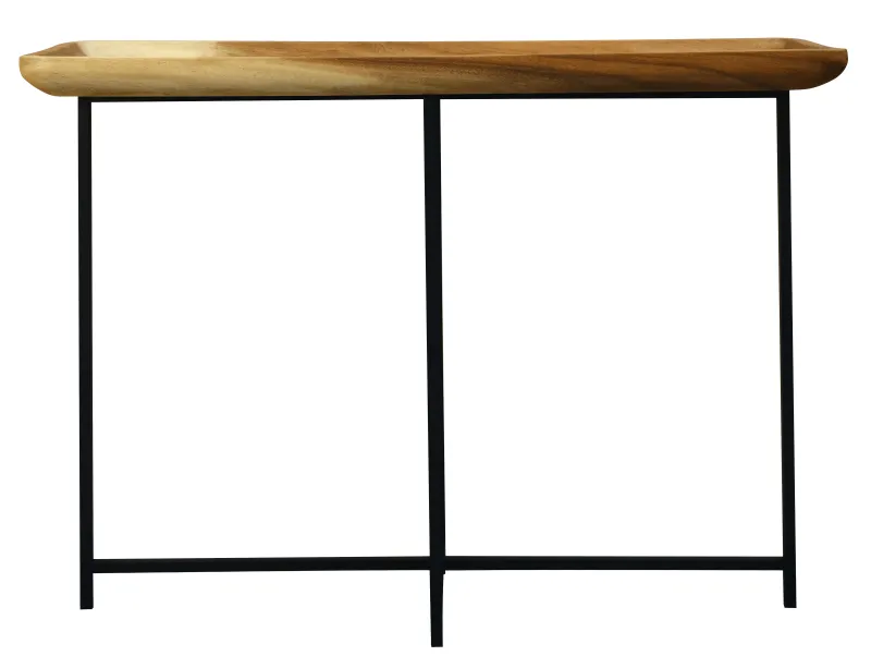 CT Leon Solid Timber Tray Metal Leg Console Table