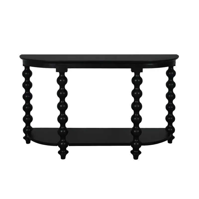 CR Carob Turned Leg Solid Timber Console Table with Shelf