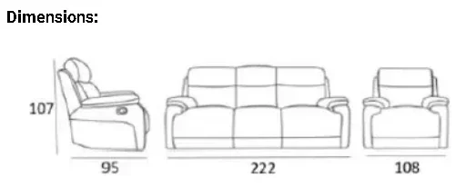 EL Simoca 3 Seater + 2 Single Seater Leather Recliner Lounge Set