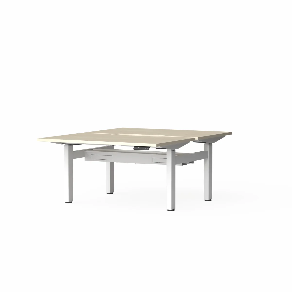 OL Klass Electric Height Adjustable Share Desk - New Oak Ravine Top White Fame