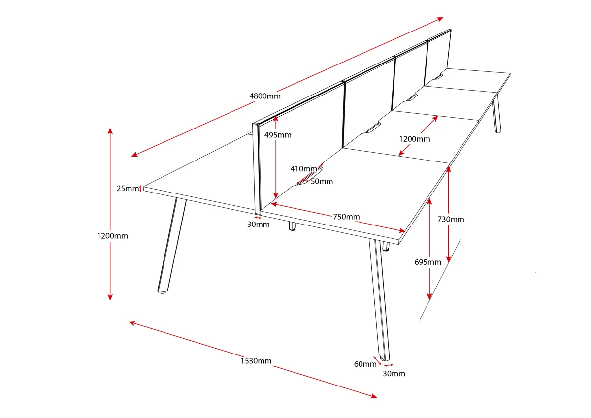 RL Eternity Double Sided Workstation with Black Eco Panel Screen