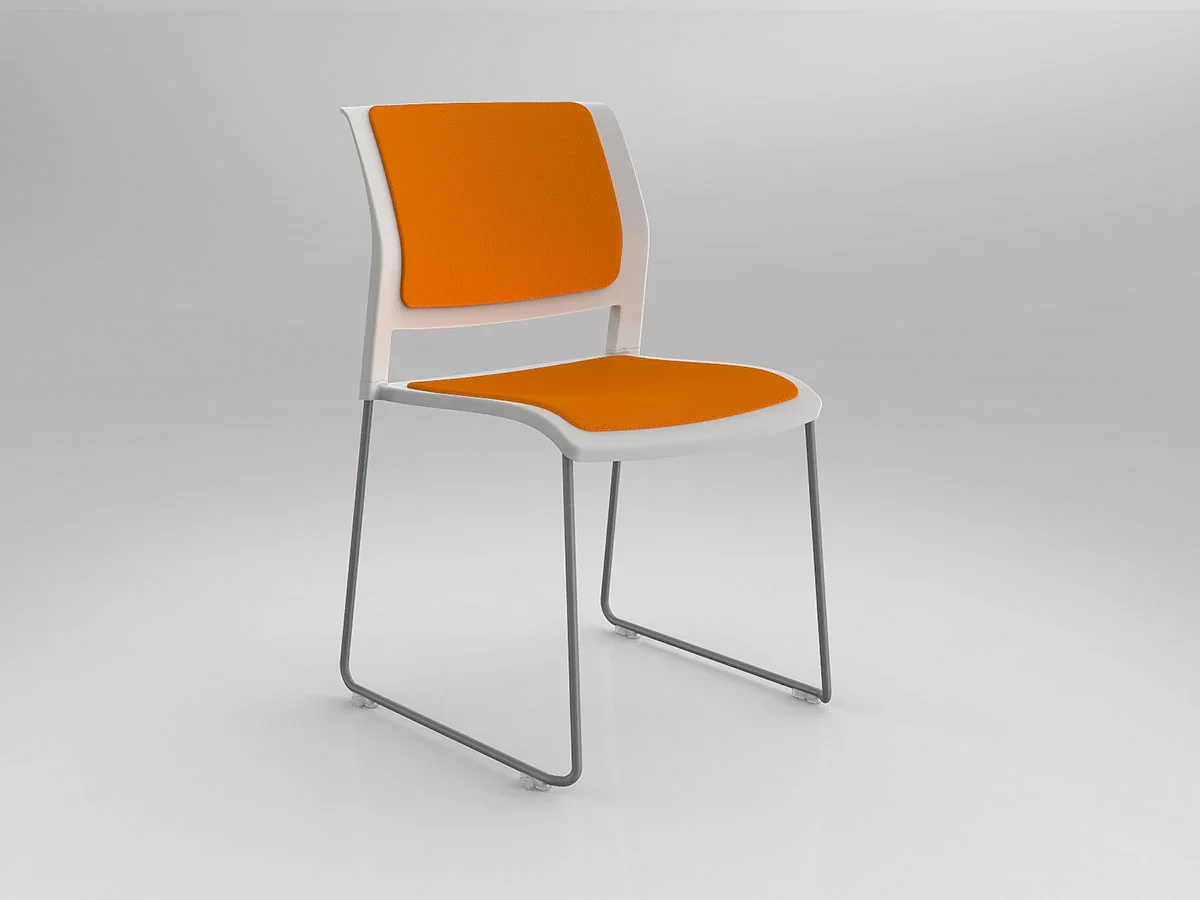 OL Game Fabric Upholstered Breakout Stacking Chair -White Shell