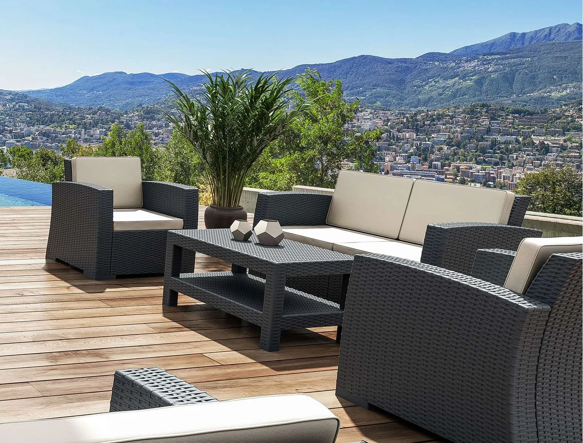 FL Monaco Hospitality Outdoor 4 Seater Lounge Set with Cushion