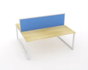 Ol Anvil Desk 2-User Double Sided Workspace with Splice Screen & White Frame Oak Top thumbnail 1
