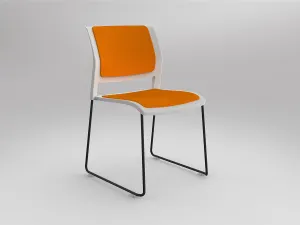 OL Game Fabric Upholstered Breakout Stacking Chair -White Shell thumbnail 13