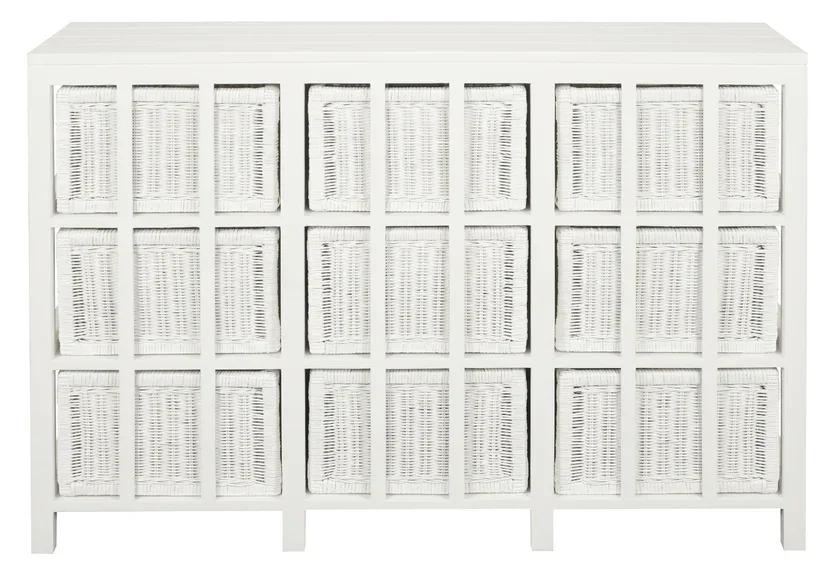 CT Hamptons Solid Timber Frame Rattan 9 Drawer Chest of Drawers