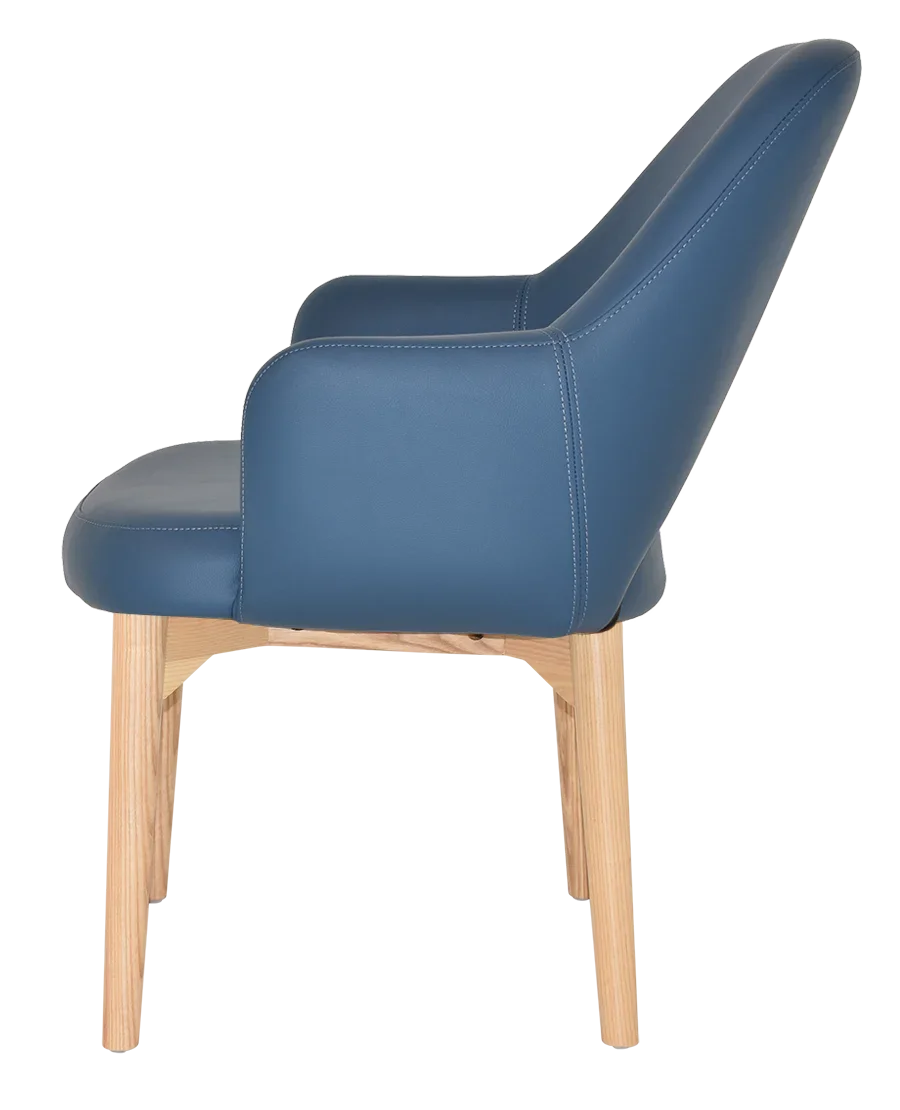 EZ Albury Solid Natural Stained Timber Upholstered Hospitality Dining Armchair - XL