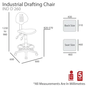 MA PU Upholstered Industrial Drafting Chair thumbnail 2