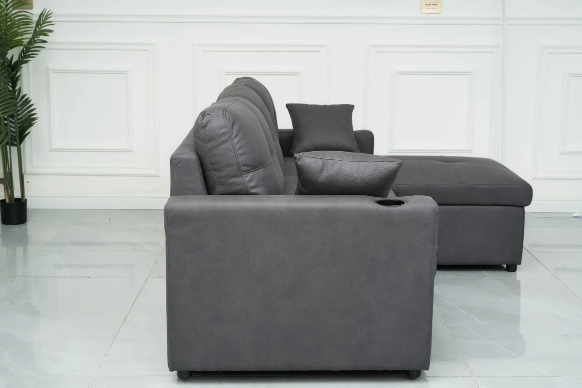 BT Romy Fabric Upholstered 2 Seater Sofa Bed with Storage Chaise