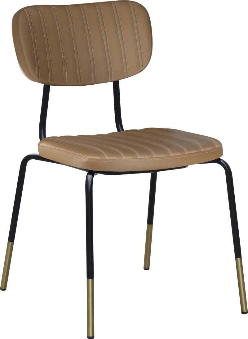 FL Tiramisu Vinyl Upholstered Black Frame Brass Tip Hospitality Function Chair