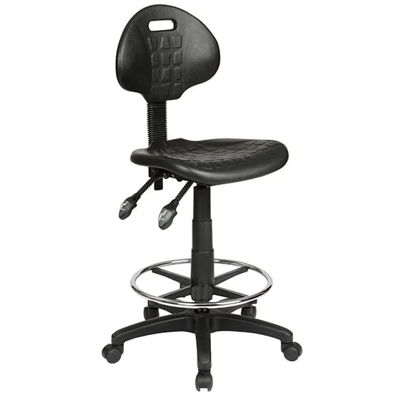 ST State PU Upholstered Industrial Drafting Stool with Footrest