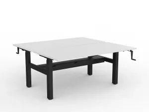 OL Agile Winder Height Adjustable Shared Desk – White Top with Black Frame thumbnail 4