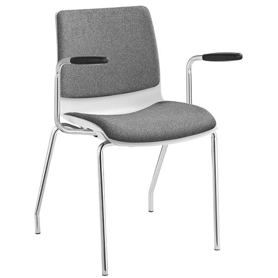 ST Pod 4 Leg White Shell Upholstered Stackable Hospitality Chair with Arms