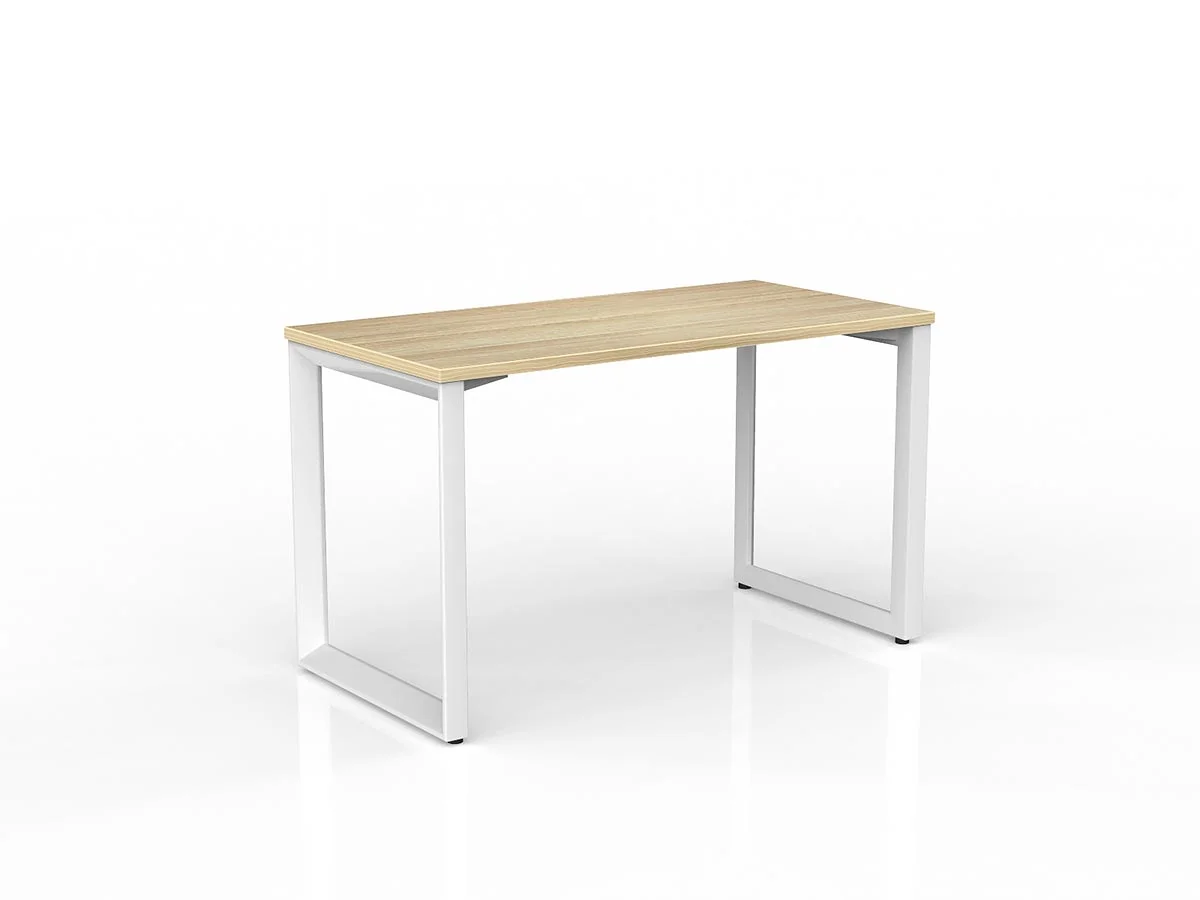 OL Anvil Straight Desk – Oak Top with White Frame