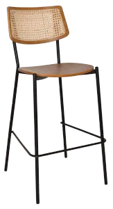 EZ Texas Metal Leg Rattan Back Barstool - Light Oak thumbnail 16