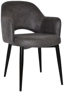 EZ Albury Black Metal Leg Upholstered Hospitality Dining Armchair thumbnail 1