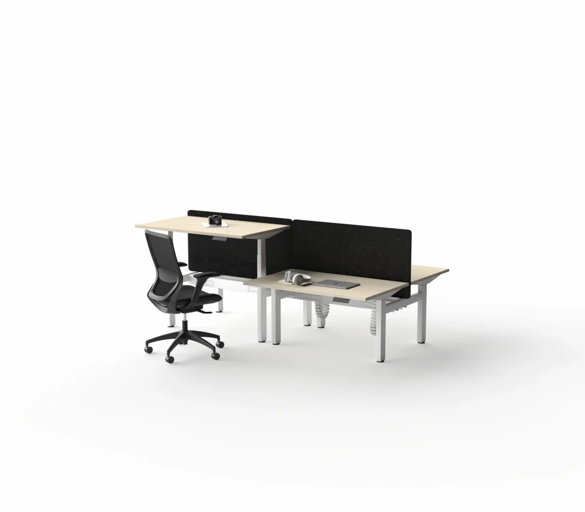 OL Klass Electric Height Adjustable Share Desk - Nordic Maple Top White Fame
