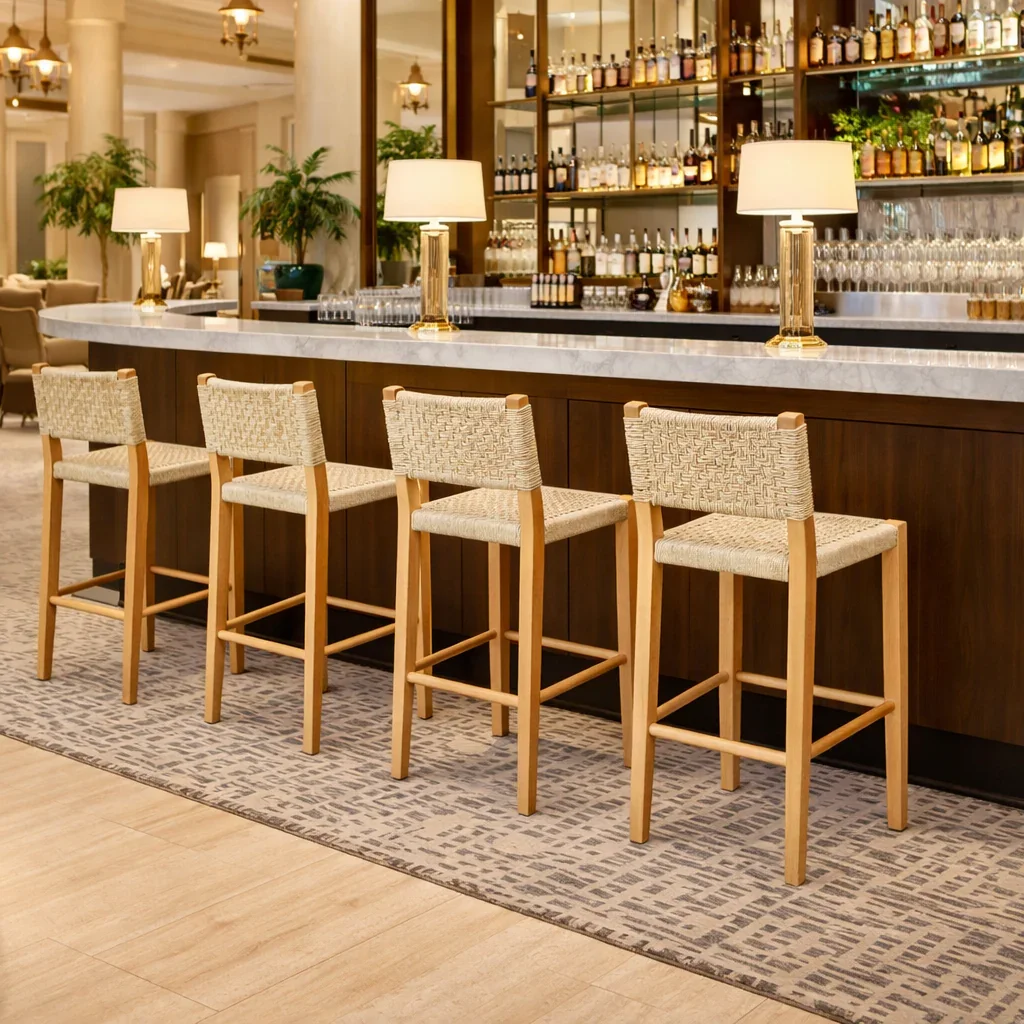 MF Oslo Beechwood Frame Woven Rope Barstool