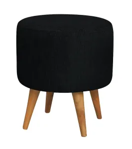 CT Manhattan Fabric Upholstered Round Ottoman with Timber Legs thumbnail 6