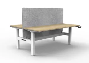 RL Boost Crank 2-User Height Adjustable Workstation with Grey Eco Panel Screen thumbnail 2