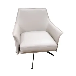 VI Baril Leather Upholstered Metal Legs Swivel Armchair thumbnail 2