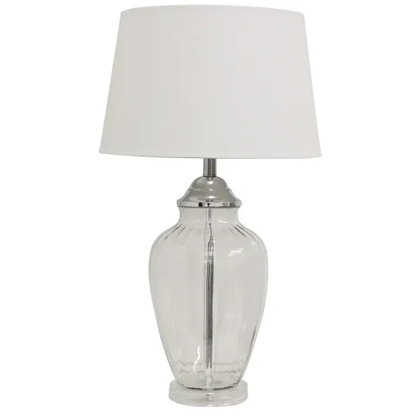 DA Addison Glass Base White Shade Table Lamp