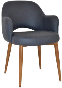 EZ Albury Oak Colour Metal Leg Upholstered Hospitality Dining Armchair thumbnail 1