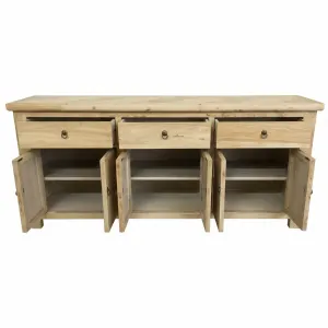 MF Brussels Recycled Elm Timber 3 Drawer 6 Door Sideboard thumbnail 4